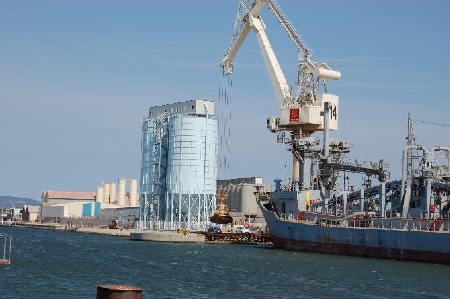 5200m3 silos, viewed from estuary.